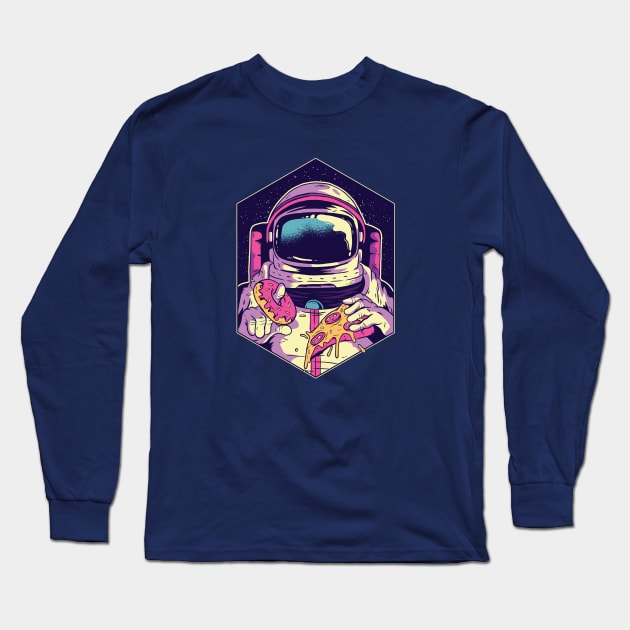 Astronaut with Pizza and Donut Long Sleeve T-Shirt by SLAG_Creative